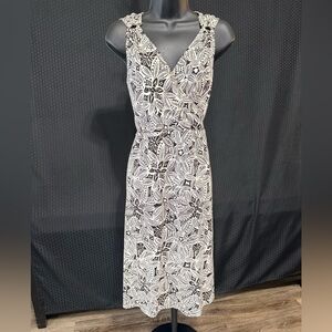 Willi Smith Jungle Print Dress szXL Sleeveless Brown Cream Boho Cottagecore Vtg